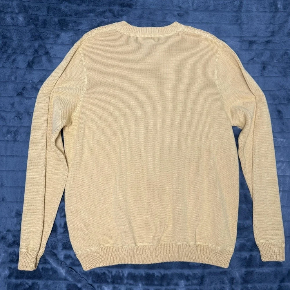 Eddie Bauer Sweater Mens Large Yellow Cotton Henley Crewneck Knit Pullover - Picture 7 of 9